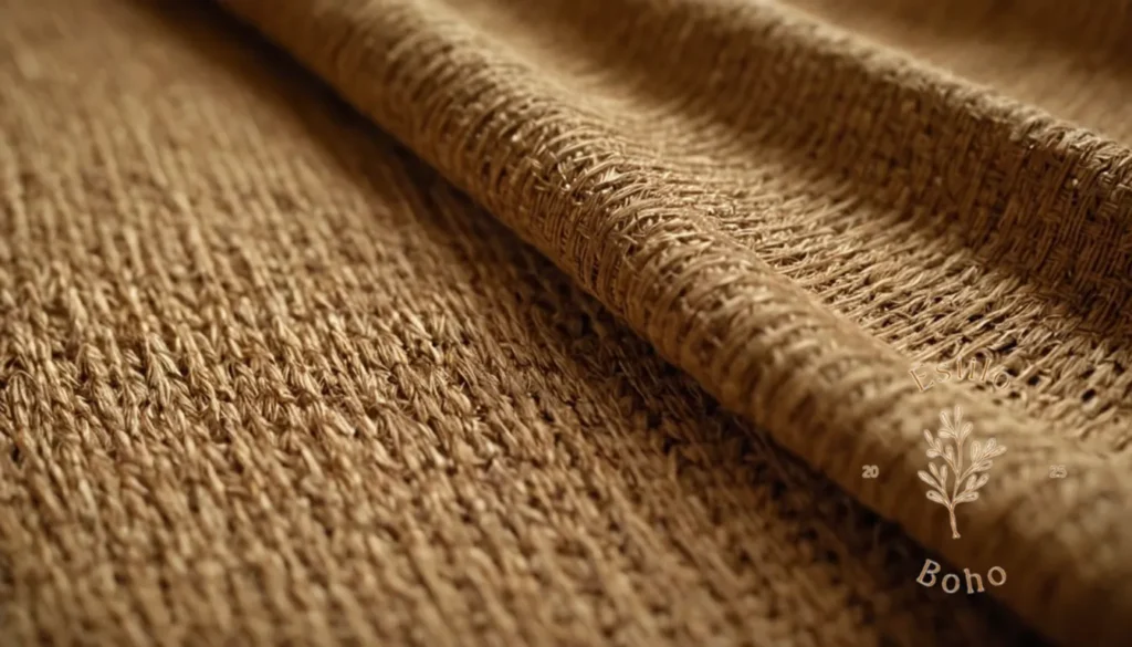 Almohadones naturales suaves bohemios: Un textil o tela de fibra natural en textura inspirada en bohemia.