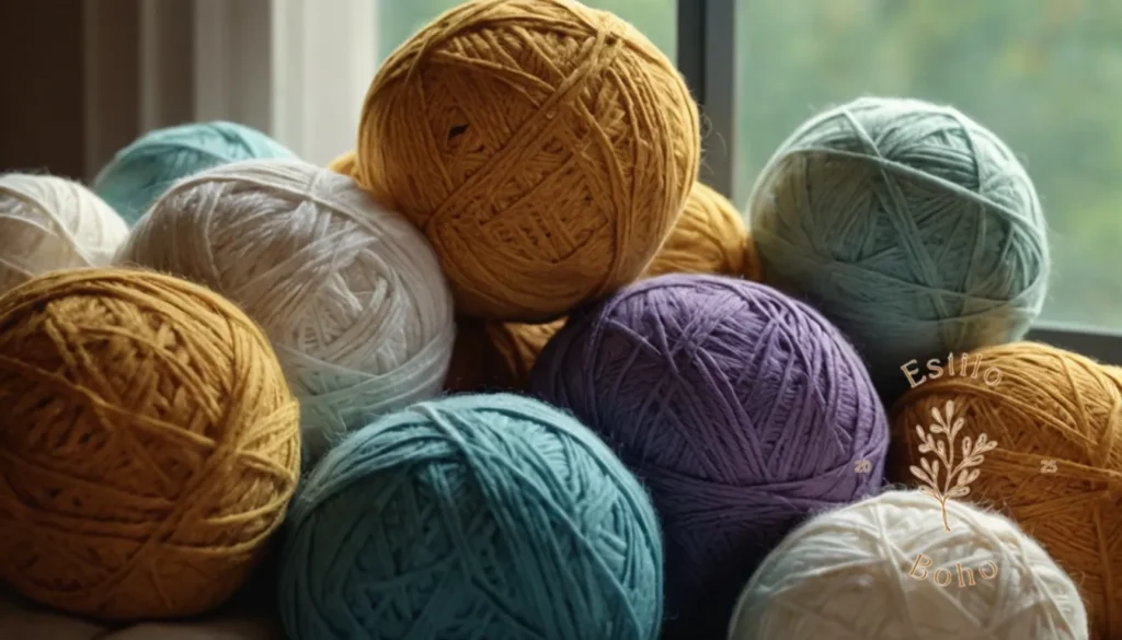 Algodón Organico Boho Chic Boda: Bolas 3D de hilo de algodón orgánico esponjoso.