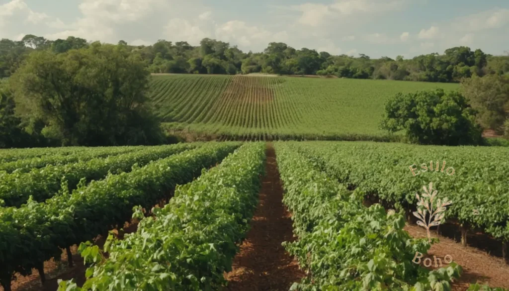 Algodón suave ecológico: Un paisaje sereno y natural con exuberantes plantaciones de algodón orgánico.