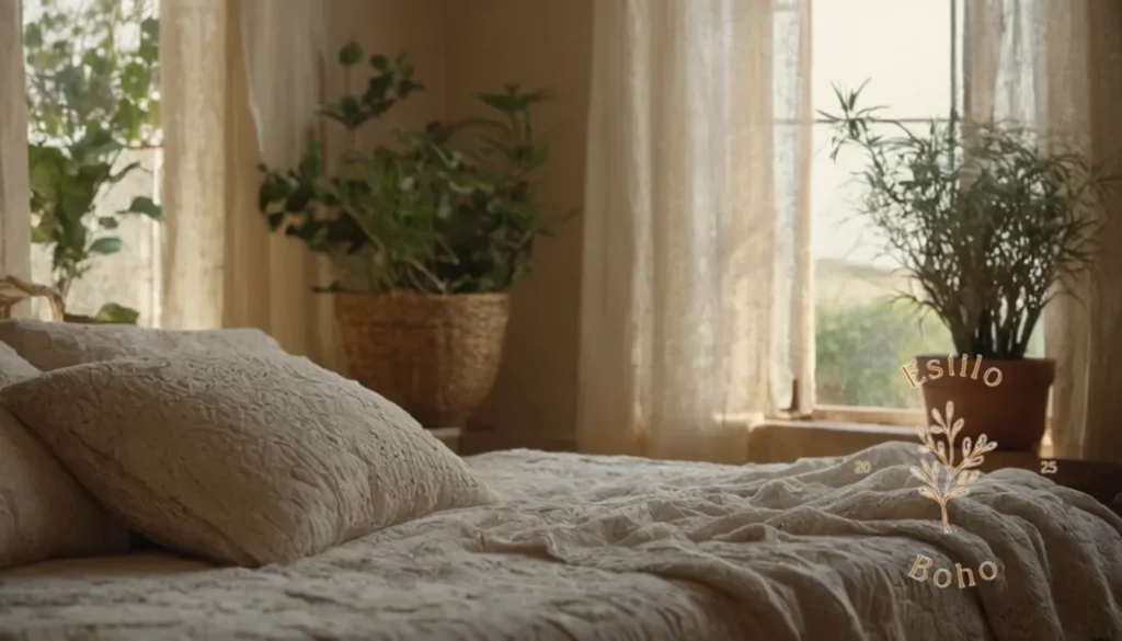 Algodon suave boho estilo cálido: Una textura de algodón orgánica suave y serena en el entorno vital bohemio.