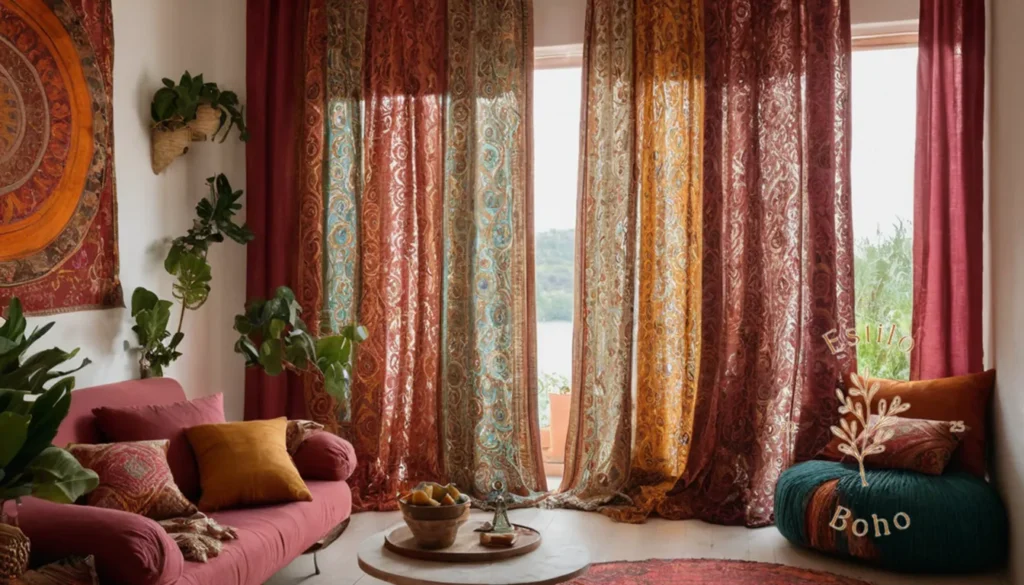 Algodón Teñido Boho Orgánico: 3 elegantes cortinas bohemias hechas de algodón orgánico suave.
