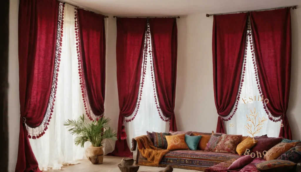 Algodón bio orgánico suave: 3 elegantes cortinas bohemias hechas de algodón orgánico.