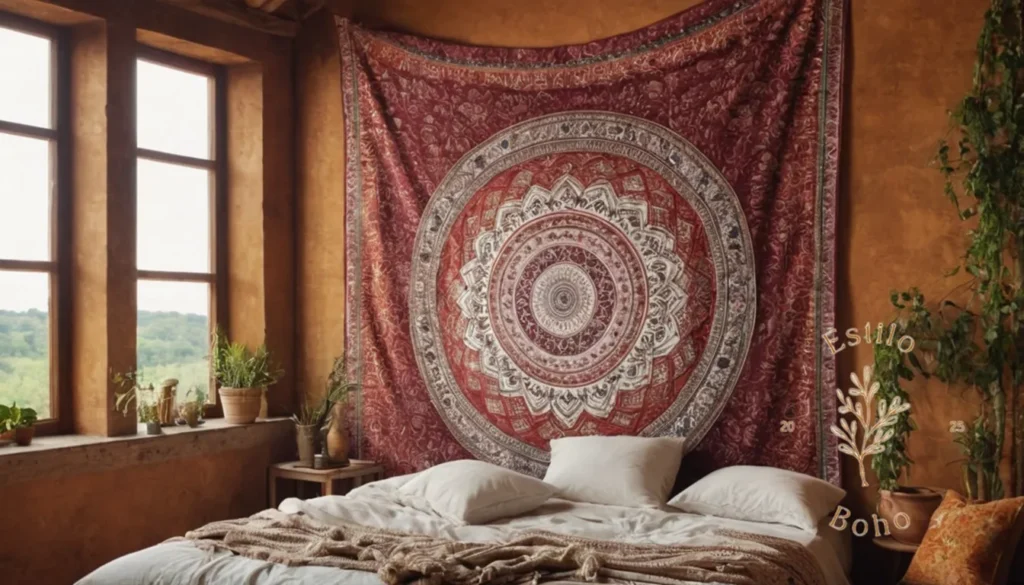 Algodón boho suave orgánico: Un tapiz bohemio hecho de texturas de algodón orgánico.