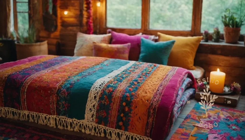 Mantas de alpaca para el hogar: Una manta de boda vibrante y colorida de estilo bohemio y artículos decorativos.
