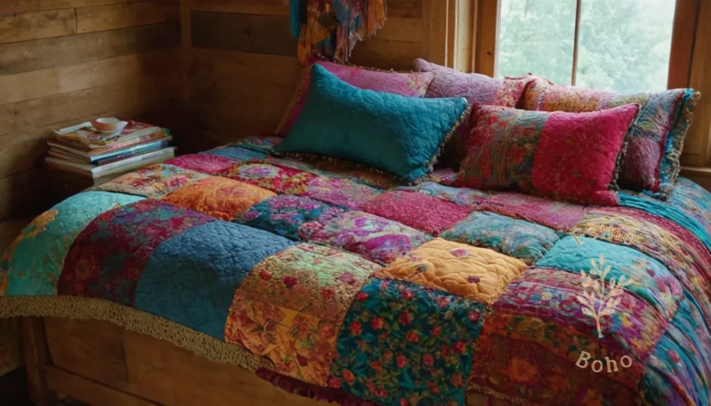Mantas boho multifuncionales y exteriores: Textiles de mosaico vibrantes y coloridos y edredones de inspiración bohemia.