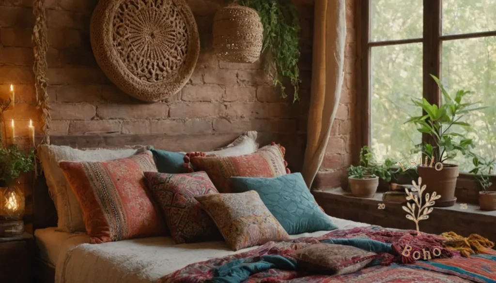 Mantas de punto para bebés prematuros en estilo bohemio: Una habitación de inspiración bohemia con almohadas orgánicas de lanzamiento hinchado.