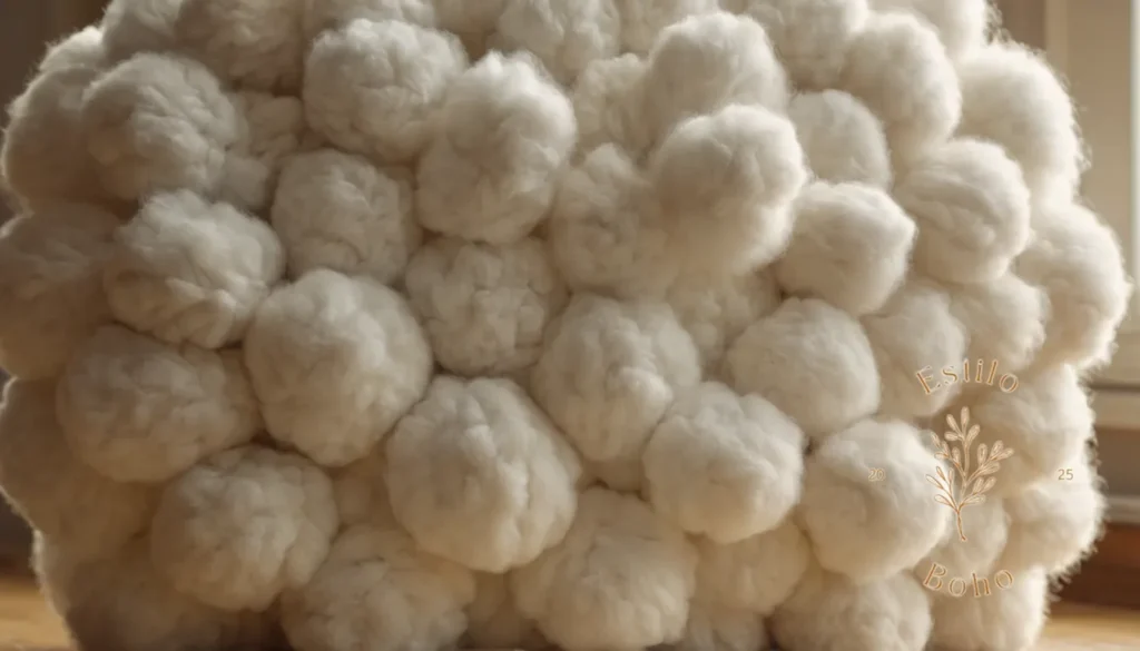 Muebles Tapizados Boho Algodon Organico: Una bola suave y esponjosa de tela de algodón orgánica.