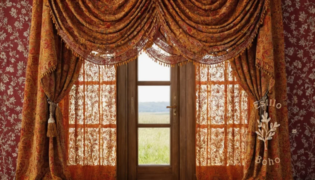 Macrame con Hilo Orgánico: Modelo 3D o ejemplos de telas de cortinas bohemias.