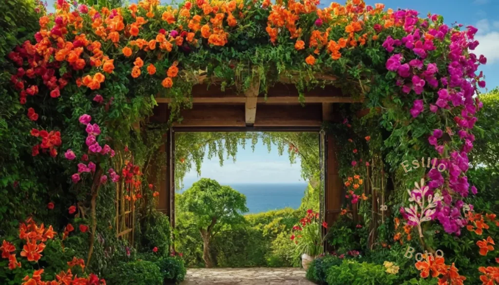 Jardines Bohemios Trepadoras Naturales: Exuberantes y exóticos enrejados que se repletan de coloridas flores y follaje.