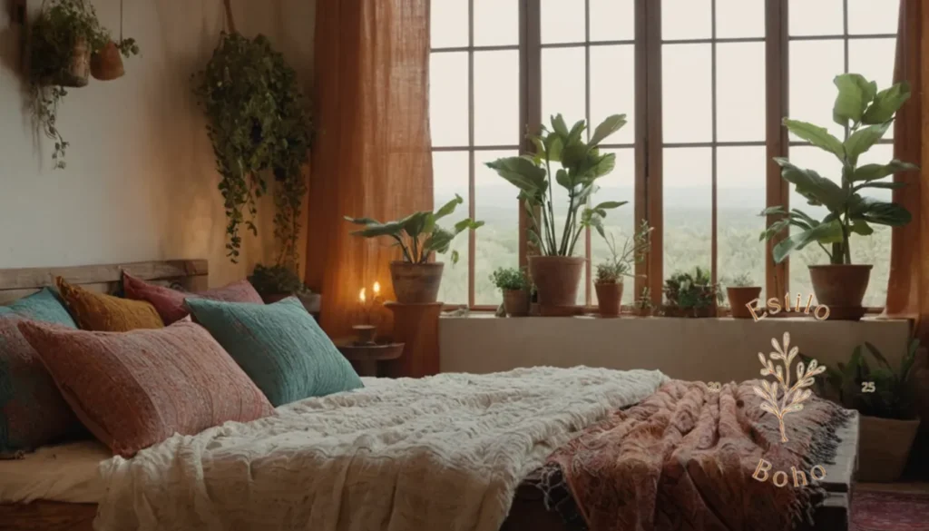 Diseño de patrones organicos bohemios: Decoración del hogar de inspiración bohemia con textiles de algodón orgánicos suaves y orgánicos.