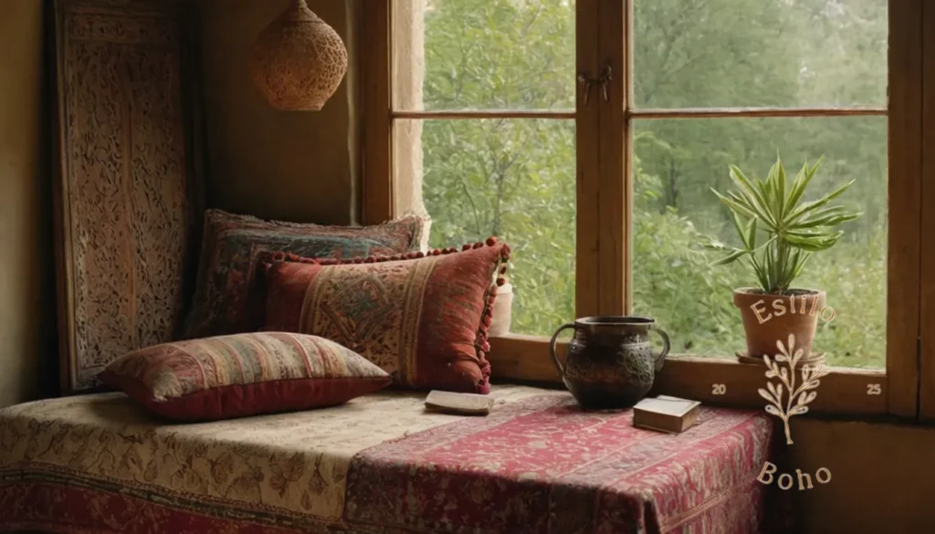 Boho Decoração Mixados: 4 objetos de decoración del hogar de inspiración bohemia con patrones texturizados.