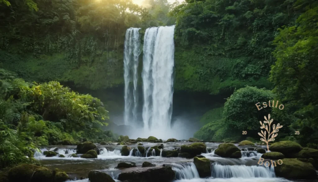 Plantas Trepadoras Para Jardines Bohemios: Un exuberante y vibrante espacio al aire libre en medio de una cascada en cascada.
