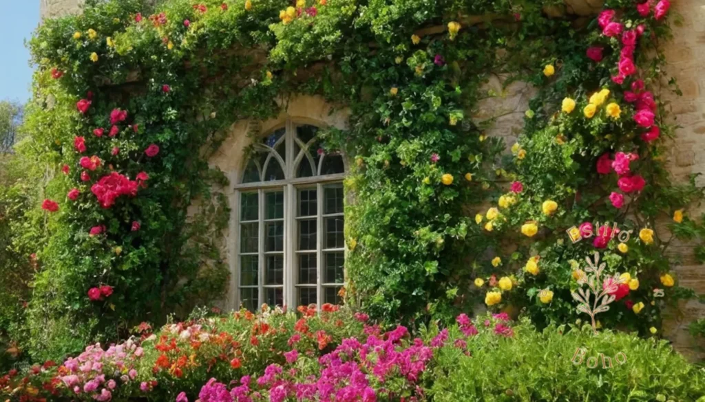 Plantas para Atrear Colibrís Bohemios: Exuberantes y vibrantes enrejados con flores y follaje coloridos.