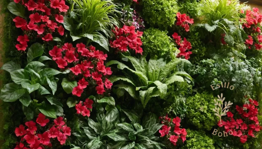 Suelos ideales para plantas trepadoras: Un vibrante jardín vertical que florece en un pequeño espacio interior.