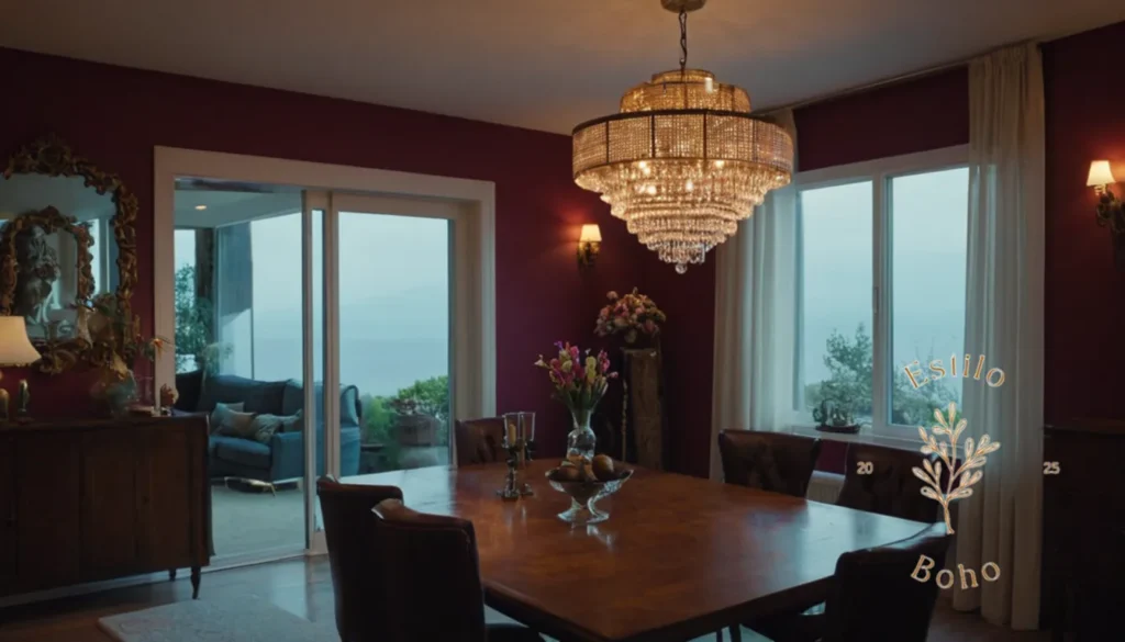 Decoración Bohemía Naturaleza: Habitación decorada ecléctica con lámpara inusual.