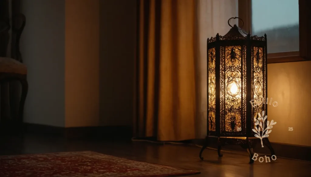 Bombillas Boho Para Lámparas: Una hermosa lámpara de metal hecha a mano.
