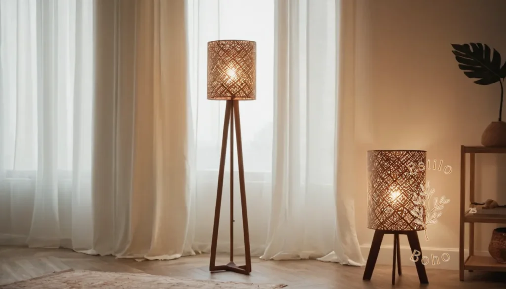 Lámparas marroquíes de pie bohemio: 3 lámparas de piso de estilo boho minimalistas en patrones geométricos modernos.