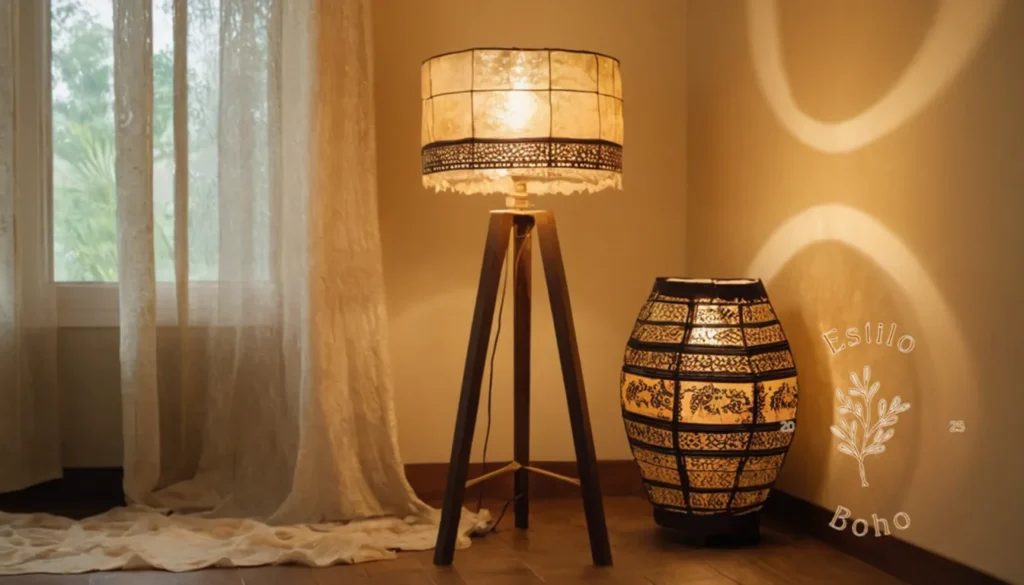 Lámparas de Piel Bohemia Estiladas: 3 lámparas de bohemia de estilo bohemio hechas de materiales de papel de arroz.