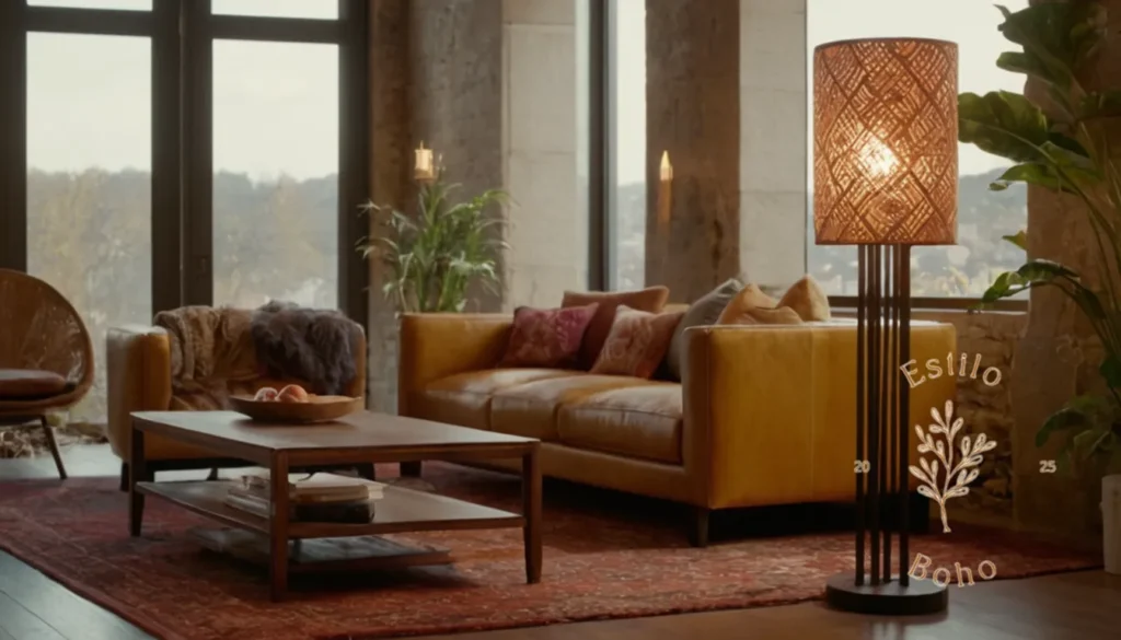 Lámparas Bohemias DIY a Mano: 3 lámparas de piso modernas y elegantes en entornos inspirados en bohemio.