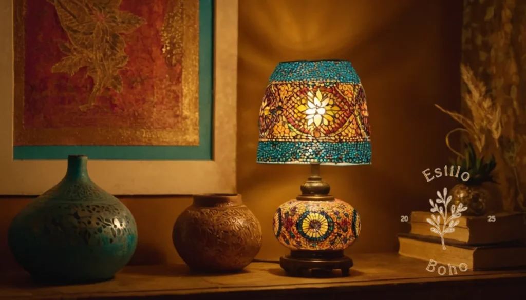 Mantenimiento Bohemio Lámparas Pie: Lámparas de inspiración bohemia en colores y texturas vibrantes.