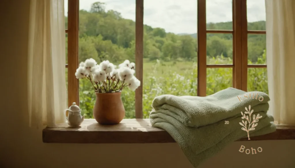 Manteles de algodón orgánico suave: Un entorno natural sereno con ropa de algodón orgánico.