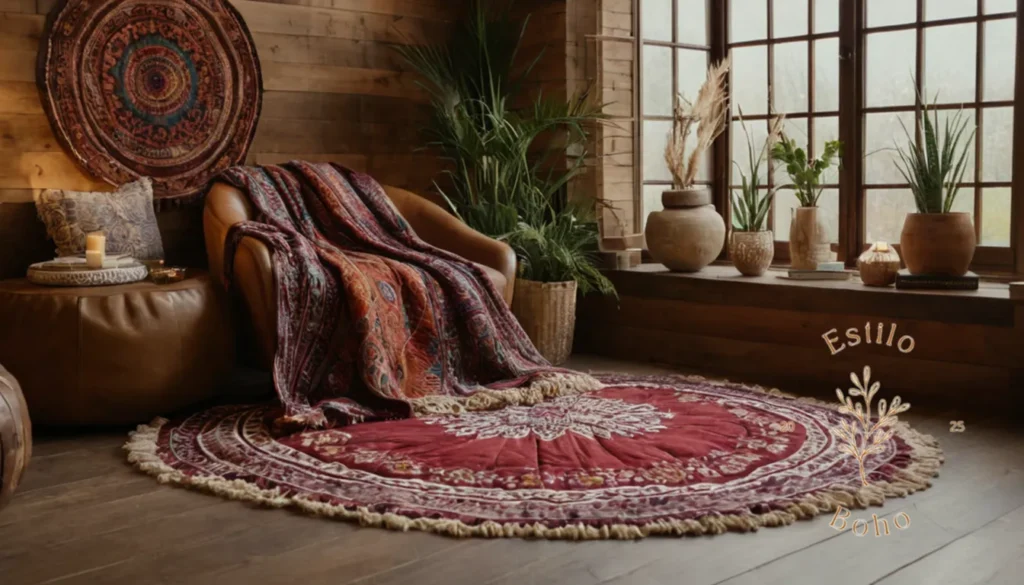 Colchas bohemias de seda para dormir: Mantas de lanzamiento de estilo bohemio en un entorno de salón de moda.