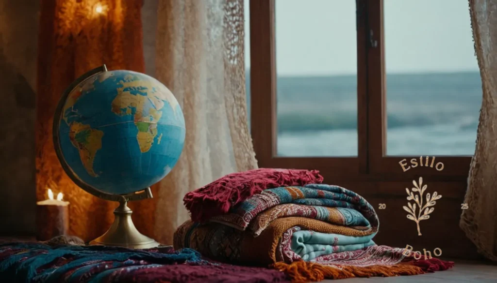 Colchas de boho turquesas: 2 mantas de lanzamiento de estilo bohemio cubierto sobre un globo lunar.