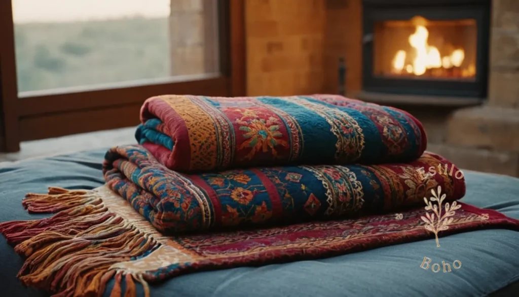 Colchas étnicas con estampados bohemios: 2 elegantes mantas de lanzamiento ecológicas de estilo bohemio.