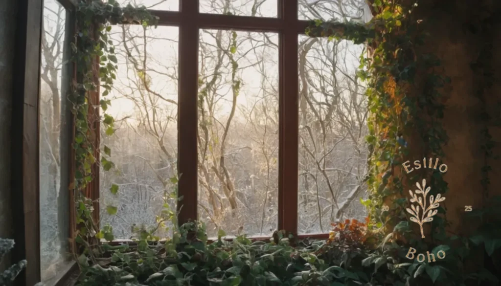 Diseñar Jardines Trepadores Bohemios: Vibrantes en vides tolerantes a las heladas en un jardín bohemio de invierno.
