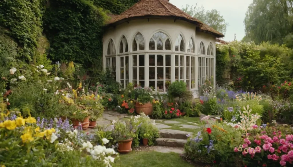 Tuberías de Bohemio: Un jardín floral sereno o un entorno bohemio al aire libre.