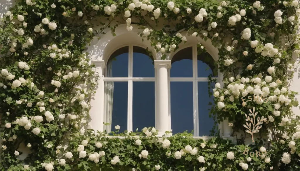 Plantas Trepadoras Bohemias: Un sistema de enrejado fotogénico cargado de enredaderas en flor.