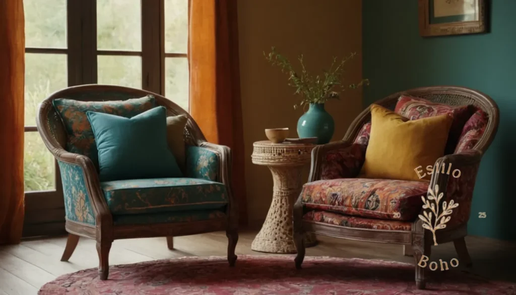 Reviews Sillones Boho Comodínicos: 2 elegantes sillones de inspiración bohemia en un entorno sereno.