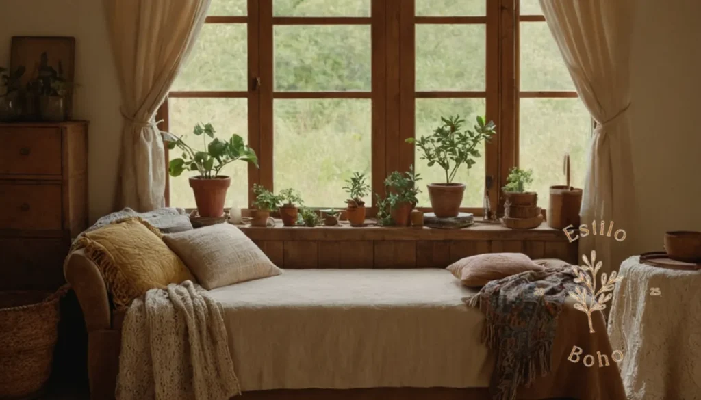 Algodón Orgánico Boho Chic: Una casa serena bohemia con productos de algodón orgánico en uso.