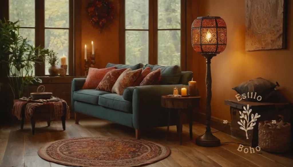 Manual de limpieza para lámparas de pie bohemia: Lámparas de pie de inspiración bohemia en un acogedor entorno casero de otoño.