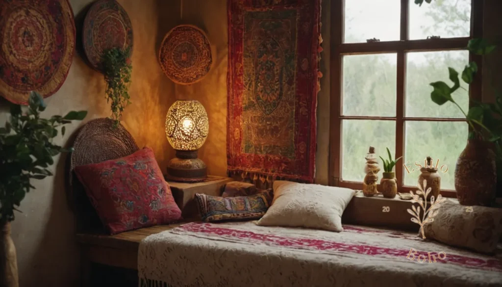 Decorar con texturas bohemias: 3-4 piezas de decoración de estilo bohemio bellamente estilo con texturas.