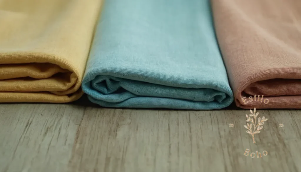 Orgánico Algodón Suave BoHo Colchas: 3 tipos de telas de algodón orgánicos se mezclan estéticamente.