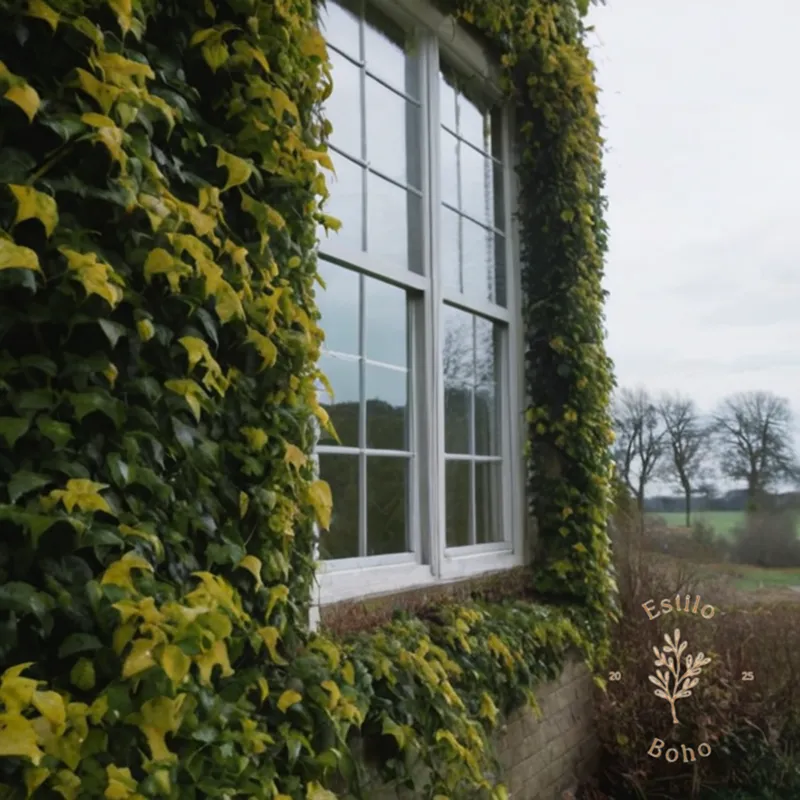 Climbing plants thriving in a cold, wintery landscape context.