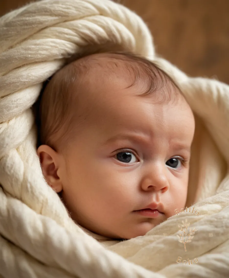 A baby's soft hands wrapped around an organic cotton roll.