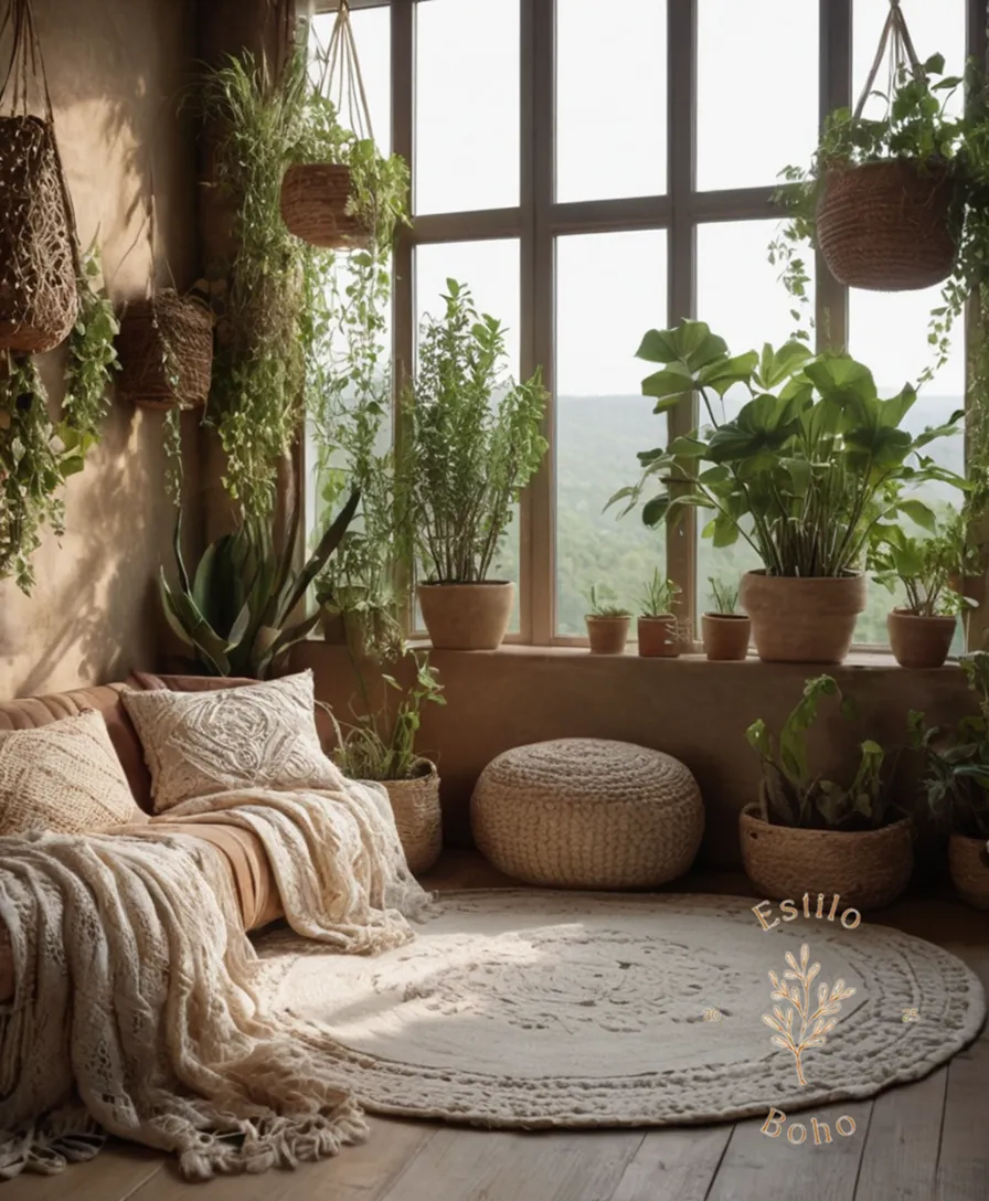 3D woven cotton plants in earthy bohemian decor settings.