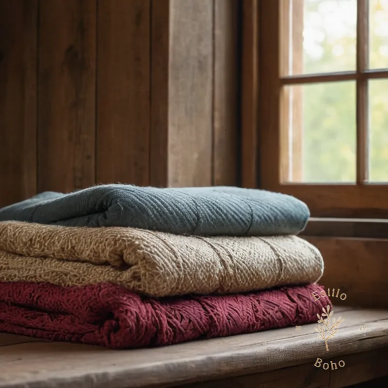 Natural woven fabrics and hand-dyed cotton textiles on wooden background casually placed.