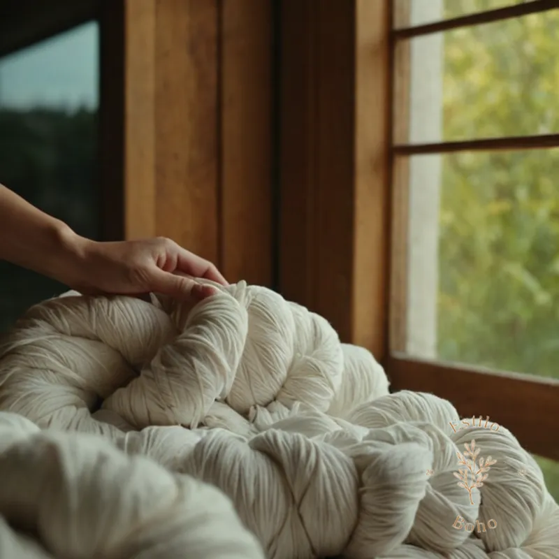 A natural fabric store or a person handling organic cotton.