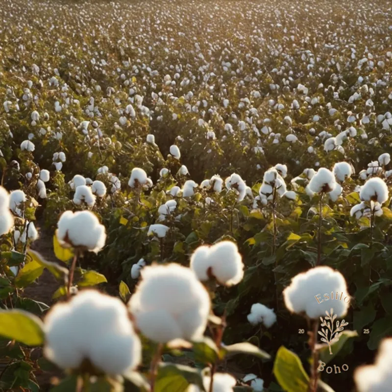 A naturalistic photo of organic cotton against conventionally grown cotton.