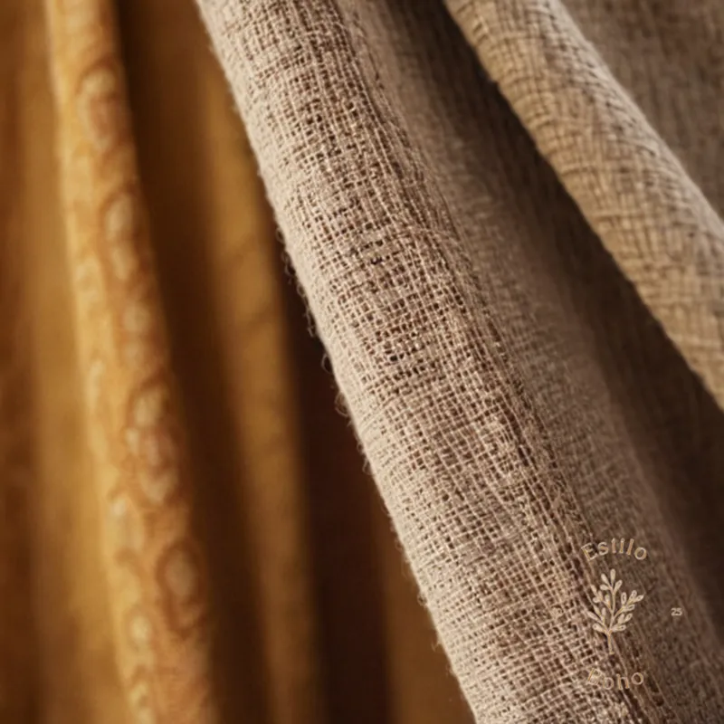 A soft, natural-light photo of organic bohemian cotton fabric.