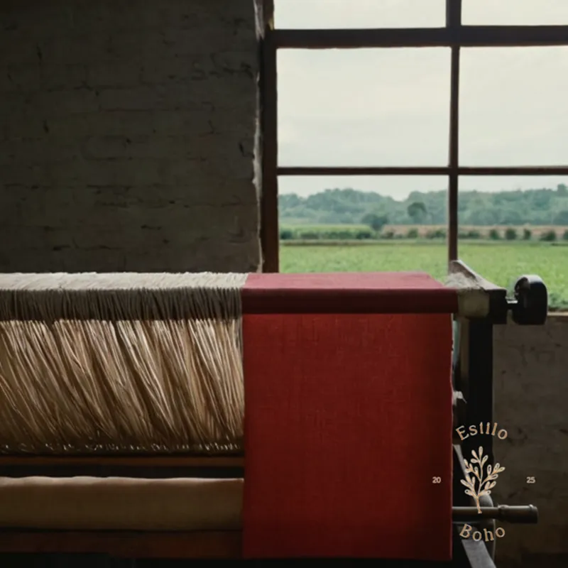 100% organic cotton fabric being woven or cultivated naturally.