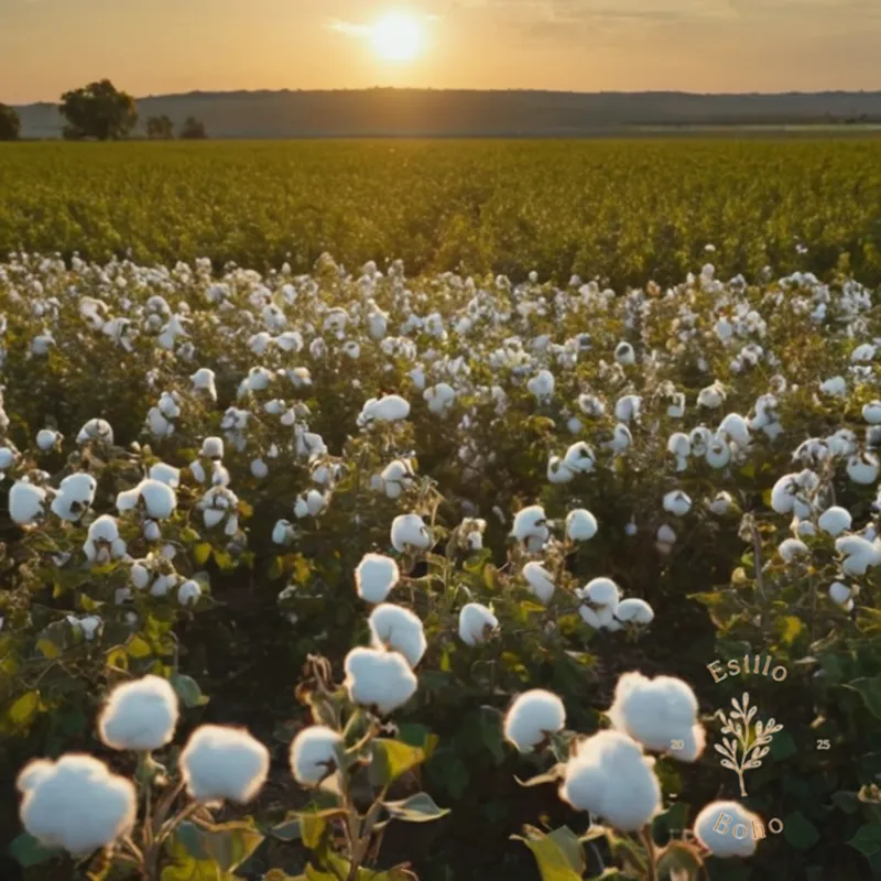 A serene landscape of organic cotton fields.