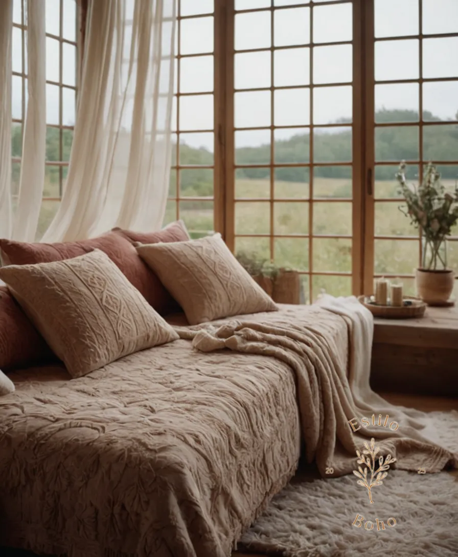 Luxurious, fluffy organic cotton fabrics in bohemian, natural settings.