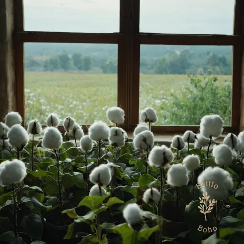 A photo of organic cotton fibers or plants.