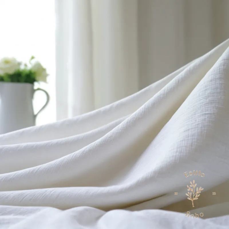 A serene, soft-white linen fabric texture background.