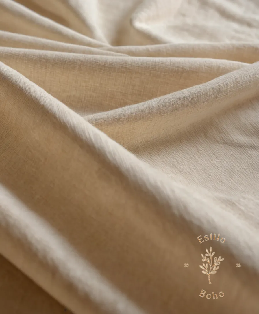 A soft, organic cotton textile on a natural background setting.