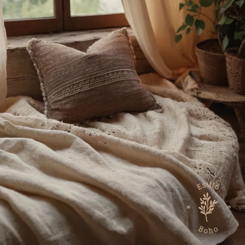 A soft bundle of organic cotton fabric and a stylish bohemian setting.